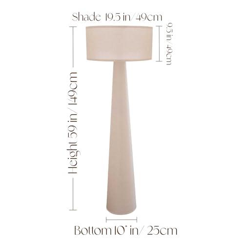 Floor Lamp - Branch and Wick – 59” Tall Standing Linen Lamp with Fabric Shade, LED Bulb Included – Elegant Corner Lamp for Living Room, Bedroom, Office - Taupe