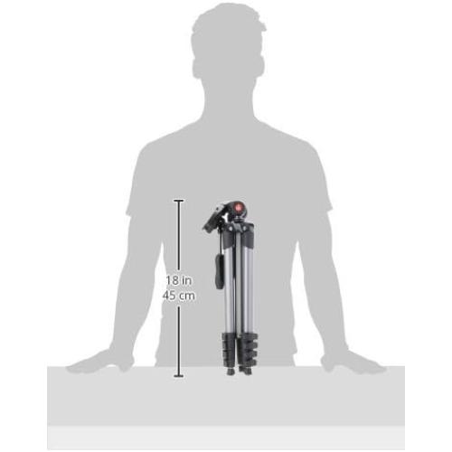 Manfrotto Compact Advanced Aluminum 5-Section Tripod Kit with 3-Way Head, Black (MKCOMPACTADV-BK)