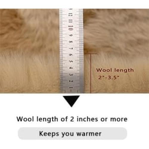 Sheepskin Rug, Fluffy Shaggy Area Rug, Super Soft 48‘’ x 72‘’ Sheepskin Hair Rug, Plush Rug, Decorative Rugs for Bedroom, Children's Room, Living Room (Khaki Camel, 48‘’×72”)