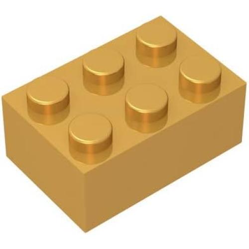 Classic Bulk Brick Block 2x3, 100 Piece Golden Brick 2x3,Compatible with Lego Parts and Pieces 3002, Creative Play Set - Compatible with Major Brands(Colour:Golden)