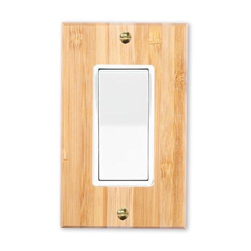 1 Pcs Solid Wood Outlet Covers Light Switch Plate Bamboo Switch Plates And Outlet Covers Durable Quality Raw Wooden Light Switch Cover Decorative Single Rocker Wall Plate