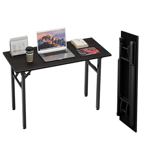 TEMI Small Computer Desk Folding Table - 43.3 Foldable Office Desk, No Assembly, Perfect for Small Spaces in Bedroom, or Apartment, Portable Mini Desk or Study Table Compact Design, Charcoal Wenge