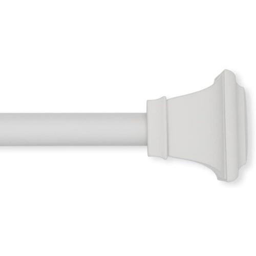 Size 30-84 Color White Lumino Square Single Curtain Rod Set, 5/8 Diameter -  (With Multiple Color Options), Curtain Rod, Drapery Rod, Decorative Rod, Décor, White, 30-84 Width