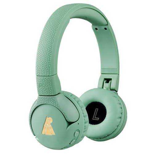 Color Green POGS Drahtloser Bluetooth Kinderkopfhörer | The Gecko 2 | Faltbarer robuster Kinderkopfhörer ab 3 Jahren | Lautstärkebegrenzung 85 dB | Mikrofon | On-Ear | Drahtlose Musik-Sharing-Funktion (rGrün)