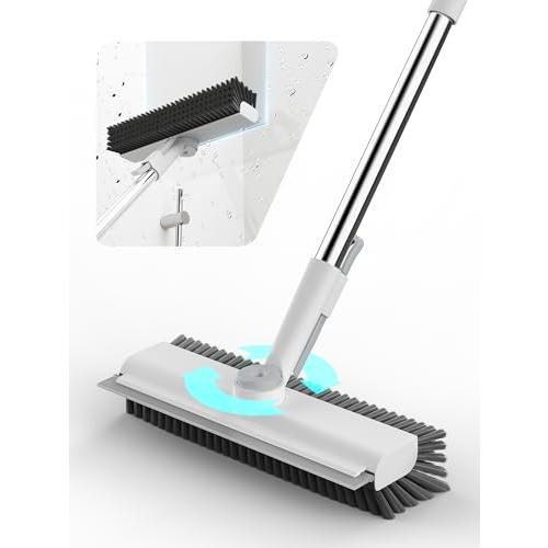 3 in 1 Floor Scrub Brush with Long Handle, Multi-Angle Swivel Head