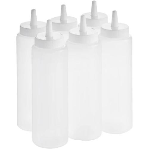 OCS Parts 6-Pack Squeeze Bottles |  Easy to Squeeze Dishwasher Safe Condiment and Sauce Bottles (Clear)