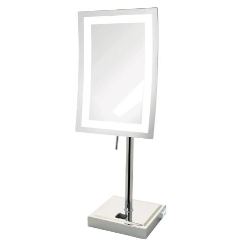 JERDON Lighted Tabletop Magnifying Mirror - LED Makeup Mirror with 5X Magnification in Chrome Finish - Model JRT910CL