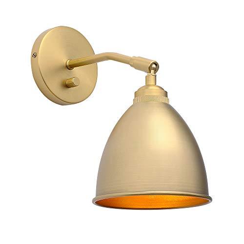 Yosoan Gold Wall Sconce Set of 2, Modern Brass Indoor Light Lights Lighting Fixtures with Metal Shade, Home Decor Wall Mount Swing Arm Lamp for Bedroom Bedside Kitchen Hallway Living