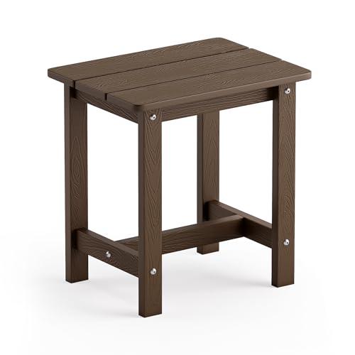 LUE BONA Outdoor Side Table, HDPS Small Outdoor Adirondack Side Tables, Outside End Table for Patio, Porch, Deck, Weather Resistant/Easy Maintenance, Dark Brown
