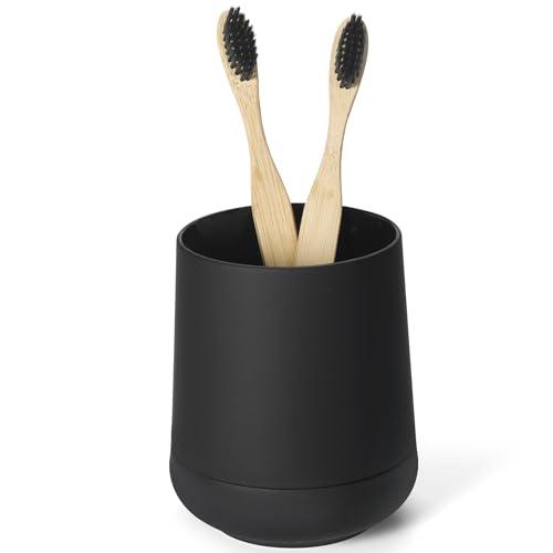 Matte Black Silicone Boot Toothbrush Holders, Modern Tooth Brushing and Toothpaste Holder Tumbler Cup for Bathroom Organizer (Black)