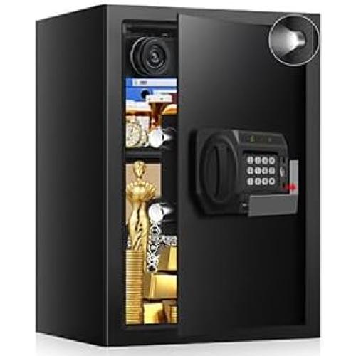 BLACK 19.69 x 13.78x 12.2 inches 3.4 Cub Large Safes for Home Use Fire and Water Proof, Anti-Theft Digital Security Safe Box with Electronic Keypad and Key, Fire Proof Safe for Home Documents Firearm Medicine Money Valuables