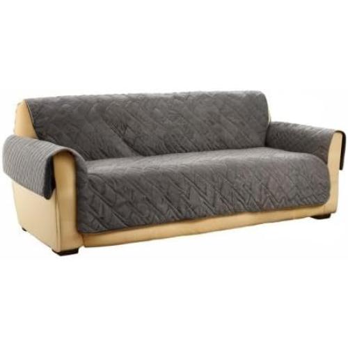 SureFit Home Décor SF44892 Microfiber Universal Cushion Sofa Quilted Furniture Throw Pet Couch Cover, Polyester, Machine Washable One Piece Dark Gray