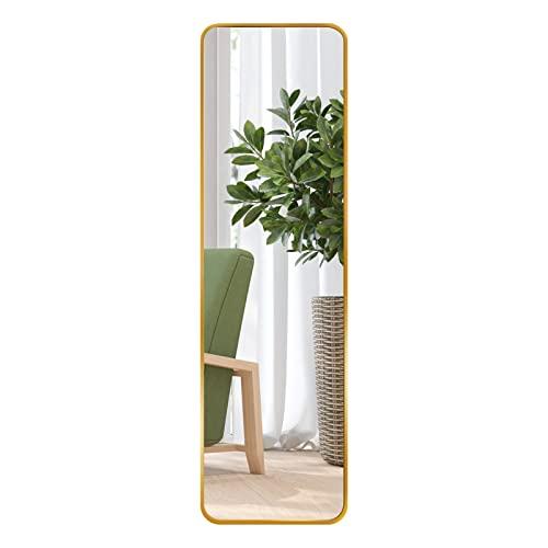 Giftgarden 47x14 Gold Full Length Mirror Aluminum Framed, Modern Long Wall Mirror Tall Full-Body, Wall Mounted or Over The Door Hanging for Bedroom Closet Bathroom, Golden