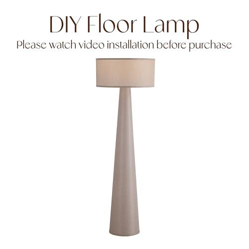 Floor Lamp - Branch and Wick – 59” Tall Standing Linen Lamp with Fabric Shade, LED Bulb Included – Elegant Corner Lamp for Living Room, Bedroom, Office - Taupe