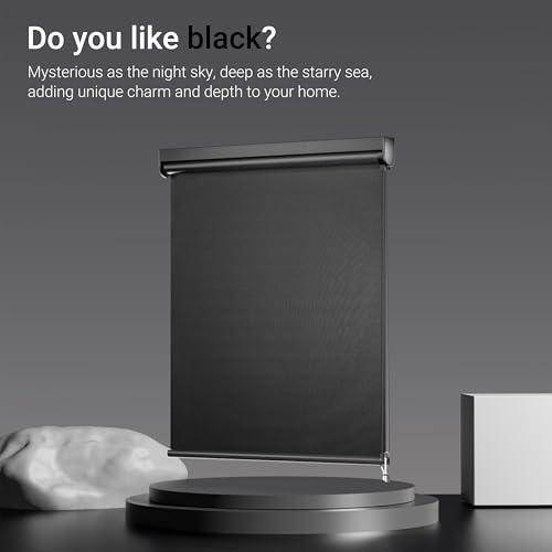 Blackout Roller Shades for Windows, Color-Matched Roller Blinds, UV Protection, Thermal Insulation Fabric Room Darkening Shades for Home, Office, Black, Custom Size.