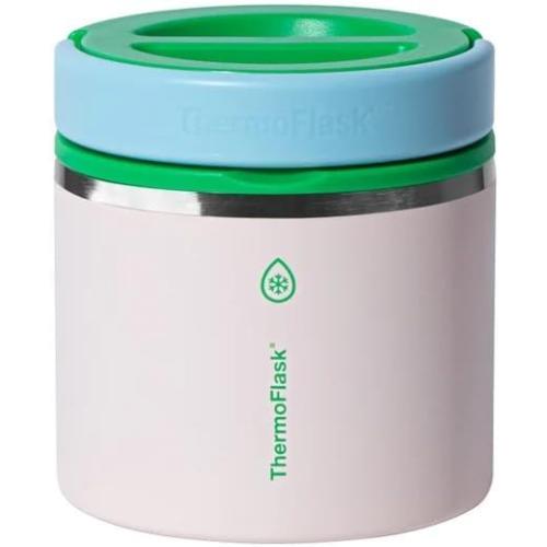 ThermoFlask 20 oz Insulated Food Jar, 2-Pack, Pink and Blue, Hot 12 Hours Cold 24 Hours (Gray and Light Pink)