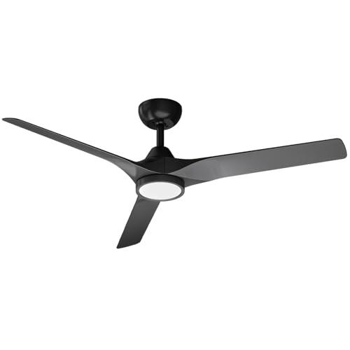 Ceiling Fans with Lights and Remote, 52 inch, Reversible Quiet DC Motor, 6 Speeds,Dimmable,Modern Ceiling Fan with Night Light for Living Room, Bedroom, Kitchen, Outdoor Patios, Black