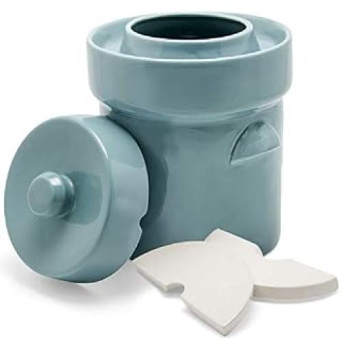 Fermentation Crock Jar Sauerkraut Crock - Use as an Onggi Kimchi Pot, (0.5 Gallon), Water Seal Fermenting Crock with Lid & Weights for Healthy Kimchi Pickle Vegetables, German Pickling Crock (2L) (B09LH47RNP)