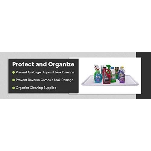Waterproof 3  Gallon Under Sink Cabinet Mat/Liner Protector for Kitchen and Bathroom Vanity - 33 x 21 - White - Made in USA