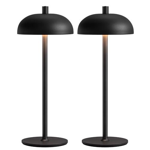 Set of 2 Size 12 Color Black Cordless LED 12 Small Table Lamps Set of 2, Modern Portable Desk Lamp, 3 Color Dimming Rechargeable Battery Lights for Bedroom, Outdoor, Restaurant, Bedside, Baby Night Light, Gifts (Black)