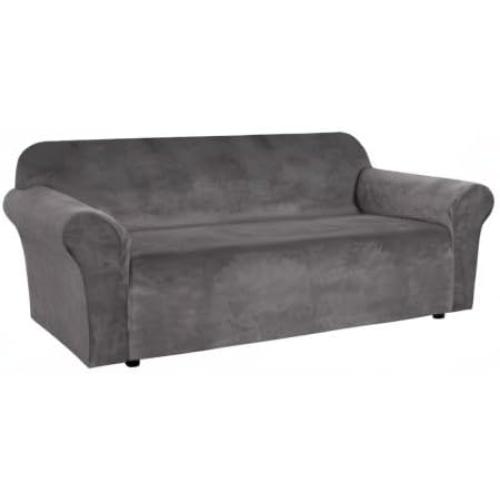 H.VERSAILTEX Stretch Velvet Sofa Covers Large Couch Covers Sofa Slipcovers Furniture Protector Soft with Non Slip Elastic Bottom, Feature Thick Comfy Rich Velour (Extra Wide Sofa 98-105, Gray)