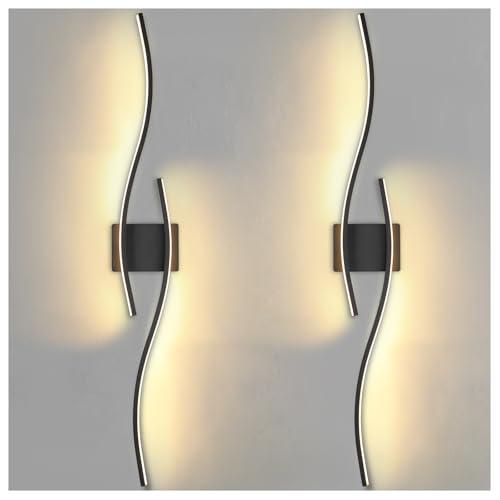 Long Wall Sconce Black Wall Light Set of 2, Plug in 14W LED Wall Light Fixtures, Indoor Wall Lighting Fixture with Cord for Bedroom Living Room Porch(Black,2pcs)