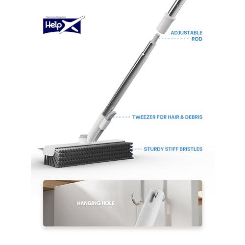 3 in 1 Floor Scrub Brush with Long Handle, Multi-Angle Swivel Head