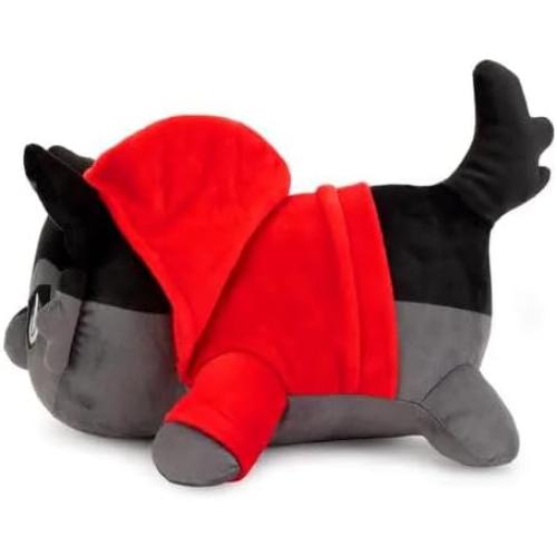Red-Coated Wolf Cat Plush - Cat Stuffed Animal Non-blind box Collectible | Delicate Embroidery | Kawaii Lying Kitten Collectible Toy | Ideal Cute Decor & Birthday Gift