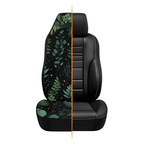 Cottagecore Fern Print Car Seat Cover Waterproof Car Seat Covers Front Seats Only, Universal Fit for Car SUV Trucks, Airbag Compatible, Green Plant Car Accessories for Women Men