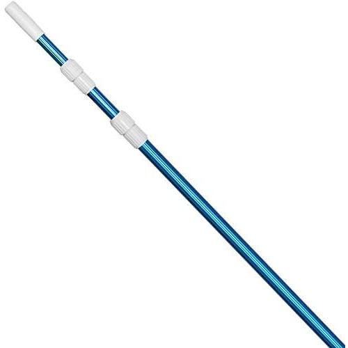 POOLWHALE Professional 12 Feet Blue Anodized Aluminum Telescopic Swimming Pool Pole,Adjustable 3 Piece Expandable Step-Up,for Skimmer Nets, Vacuum Heads and Brushes, Strong Grip & Lock