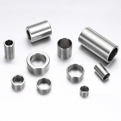 MECCANIXITY 4pcs M20 Metal Spacers, M20 IDx25mm ODx5mm Length Stainless Steel Spacer Round Unthreaded Standoff Bushing Plain Finish for Screw Bolts, Silver 20x25x5mm