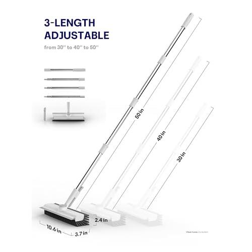 3 in 1 Floor Scrub Brush with Long Handle, Multi-Angle Swivel Head