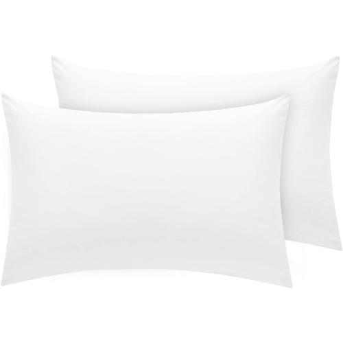 White 2 pack Youth Pillowcase 16 x 22 Size Pack of 2 Pieces Kids Travel Pillow Cover Envelope Closure 500 Thread Count 100% Egyptian Cotton & Hypoallergenic Fits Pillows Sized 12x16, 13x18 or 14x19 White