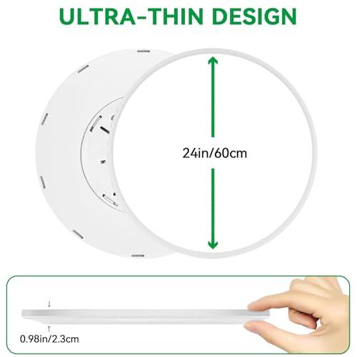 White 24 Upgraded Flush Mount Ceiling Light, 56W 5600 lm Ceiling Light Fixture with 3 CCT Selectable 3000K/4000K/ 6500K, Slim Round Surface Mount LED Light Fixture for Kitchen Bedroom Dining Hallway
