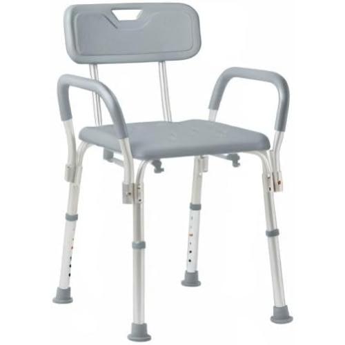 Medline Shower Chair with Backrest and Padded Armrests - 350 lb. capacity, Bath Bench, Seat, Stool for Independent Adult, Seniors, Elderly & Disabled Patients