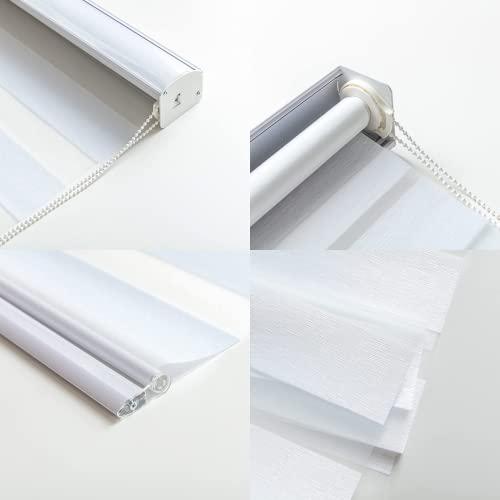 Zebra Roller Window Blinds,Custom Cut to Size,Roller Blinds Dual Layer Roller Shade Blinds, White,Fixed 72 InchesHigh,40 Inches Width