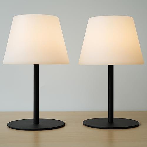 Size Small Color Black ILOVINIT Cordless Table Lamp Rechargeable, Outdoor Battery Operated Table Lamp Waterproof, Portable Touch Dimmable Night Light, Height Adjustable, for Home/Bedroom/Patio/Restaurant (2Pack Black)