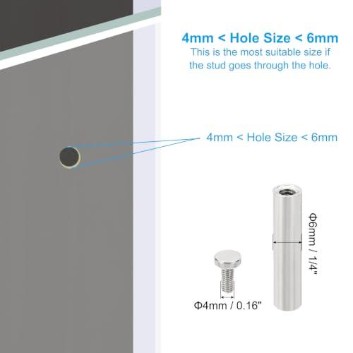 PATIKIL 1/4 x 2 inch Sign Standoff Screws, 20 Pcs Stainless Steel Wall Standoff Mounting Hardware Advertising Glass Nail for Hanging Acrylic Picture Frame Acrylic Panel, Silver