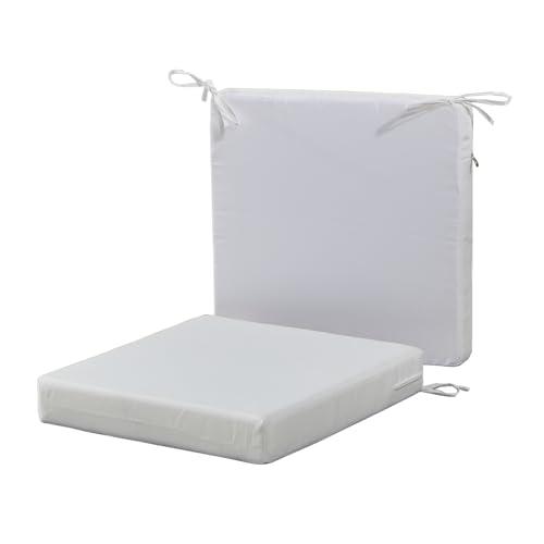 Color Grey Patio Chair Cushions Non Slip Bottom Chair Pad with Ties Set of 2 Waterproof Square Outdoor Seat Cushion Replacement for Garden Swing Furniture