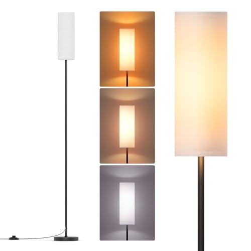 Floor Lamps for Living Room with 3 Color Temperatures, Modern Standing Lamp Tall Industrial Reading for Bedroom, Living Room, Office, Kids Room,9W Bulb Included, Beige & White