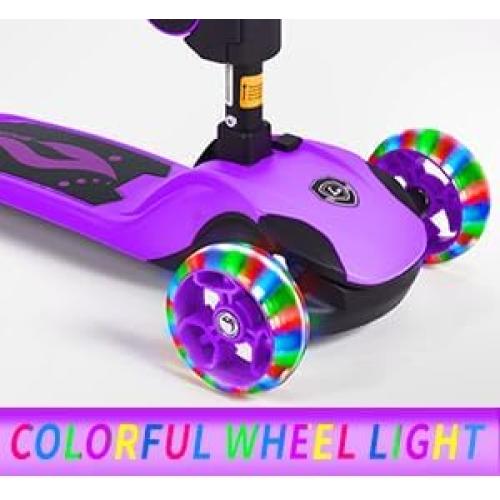 GLAMUP Kids Scooter, 2-in-1 Folding Kick Scooters, Adjustable Height, Safety Lock, 3 Wheel Kick Scooter for Boys and Girls Ages 3-14