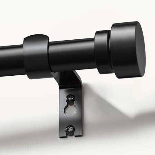 Lootkell Black Curtain Rods for Windows 48 to 84 Inches Adjustable Heavy Duty 1 Diameter Window Curtain Rod with Decorative Finials for Outdoor Farmhouse Bedroom Kitchen Living Room