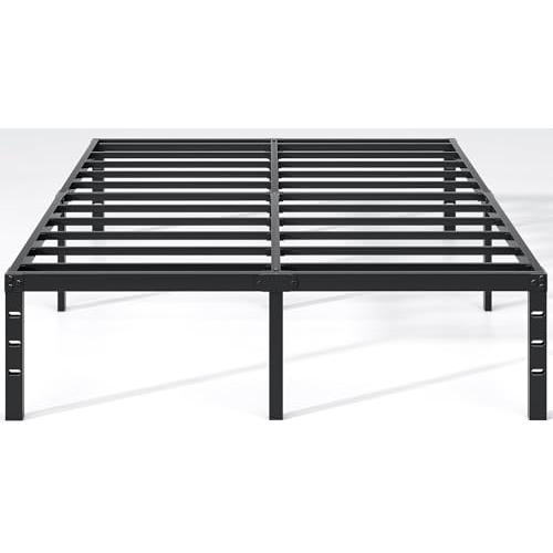 Metal Bed Frame,Queen Size Bed Frame with Storage Space,Heavy Duty Sturdy Mattress Foundation,Easy Assembly,No Box Spring Needed, Black,14 Inch,Queen