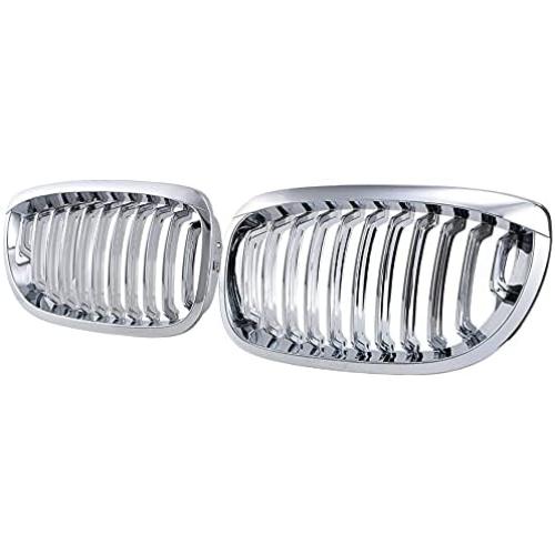 AMOPACORP For 2003-2006 E46 3 series Coupe Cabriolet 2-Door LCI Facelift 1 Pair of Left Right Chrome Front Hood Bumper Single Line Kidney Grille Grill