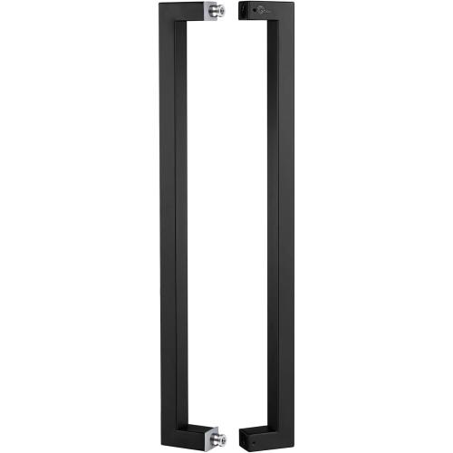 TOGU TG-R3825 900mm/36 inches Solid Standoffs Heavy-Duty SUS 304 Square/Rectangle Shape Stainless Steel Push Pull Door Handle/Barn Door Pull Handle/Glass Pulls, Matte Black Finish