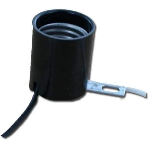 Leviton 2052-13 Medium Base, One-Piece, Keyless, Incandescent, Phenolic Lampholder, Bracket Mount, Single Circuit, Back Wired, Black