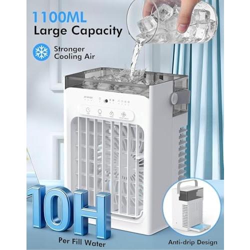 Portable Air Conditioners, Air Cooler Evaporative Personal Mini AC, 3 Wind Speed, 2-4-8H Timer, 3 Modes, Colorful Night Light, Portable AC for Room, Car, Bedroom, Camping