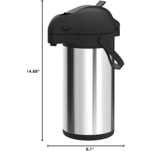 Cresimo Coffee Carafe with Pump - 102oz / 3L Airpot 12 Hours Large Hot Water Carafe, Cocoa Dispenser for Parties - Tea Flask, Insulated Stainless Steel Air Pots for Hot Beverage Dispenser -Coffee Pump