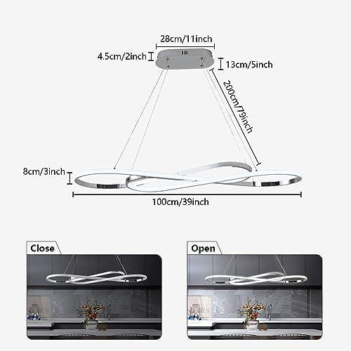 Modern Chandelier,Led Chandelier for Kitchen Island Lighting,Modern Led Pendant Light for Kitchen Island Chandelier Over Table,Dimmable Modern Chandeliers for Dining Room Light Fixture with Remote
