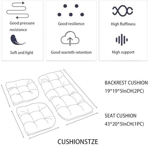 Liquor Red 3 Piece Set Wicker waterproof Chair Cushions Outdoor/Indoor Thicke Patio Chair Loveseat Cushion Porch Swing Cushion & 1 Loveseat bench cushion & 2 U-Shape Chairs Cushion & liquor red